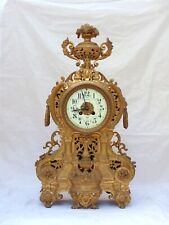 22" XXL Gorgeous Antique French Bronze Lion Clock 19TH Paris movement Gothic
