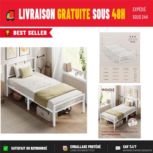 Vasagle cadre lit 160 - cadre, de