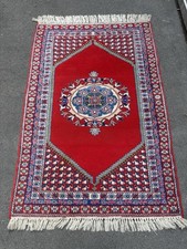 Tapis Oriental En Laine Rouge Fait Main Traditionnel 210x124