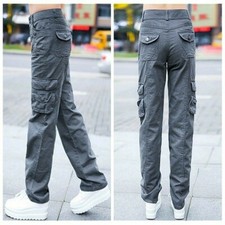 Femme Cargo Pantalon Combat Pantalon Poches Militaire Armée Slim Jambe Droite