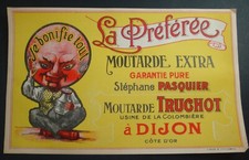 GRANDE ETIQUETTE ANCIENNE MOUTARDE La Préférrée TRUCHOT DIJON MUSTARD OLD LABEL