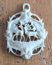 Pendentif Sculpté Os Biche Cerf Vènerie Chasse /J78