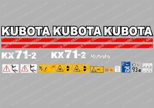 Kubota KX71-2 Mini Digger Complet Décalque Set avec Sécurité Avertissement Signs
