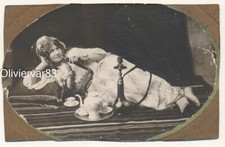 Vintage photo - French pretty woman in costume smoking hookah narguilé
