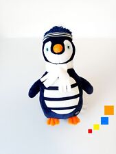 Peluche/Doudou Pingouin Bleu Marine Blanc Rayé Bec Orange Écharpe 20cm Armor Lux