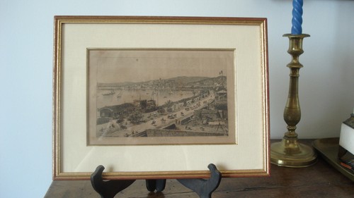 Superbe gravure encadrée baie