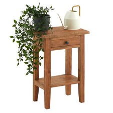 Table d'appoint BOSSONS avec tiroir et étagère en acajou finition naturelle