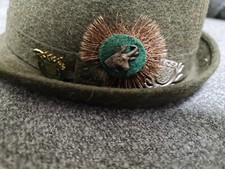 Chapeau Vintage Jean-Pierre Dalet chapelier forme Trilby vert olive 100% laine