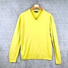 Cutting Edge Pull Femme XL Jaune Col V Maille Légère Manches Longues Enfiler