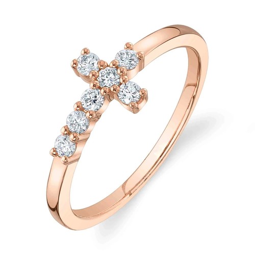 Bague croix rose 14k - rose,