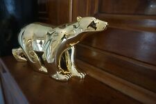 POMG11 OURS BLANC OR GOLD  POMPON FIGURINE FRANCOIS POMPON SCULPTEUR  32 CM