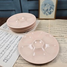 ?? 6 assiettes à huîtres vintage Digoin rose poudré ?? – Parfait état ⭙25cm
