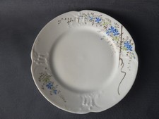 Lot de 5 anciennes assiettes à dessert en céramique décor fleur bleu old plates