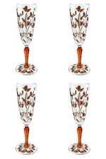 Ensemble De Quatre Verres À Champagne En Verre De Murano Peints À Venise