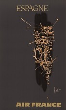 Original Vintage Poster - Mathieu G. - Air France - Spain - Bullfighting 1967