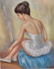 Tableau signé GENTA ALBERT 1901-1989. La Ballerine.  Peinture huile sur toile.