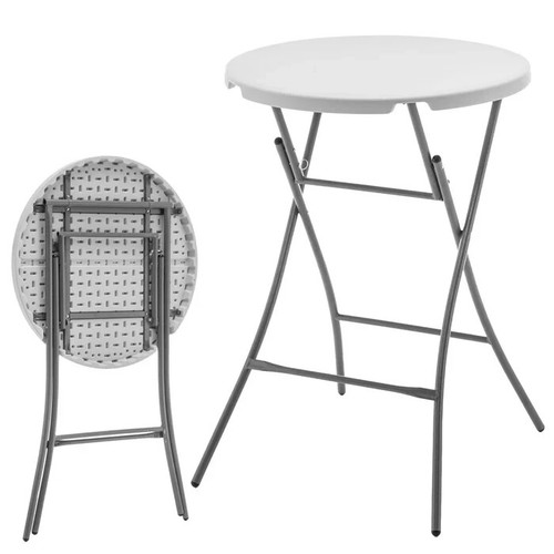 Table ronde pliable blanche - table,