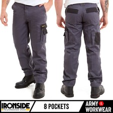 Hommes Pantalon de Travail Gris/Noir Smart Durable Industriel Cargo Poche