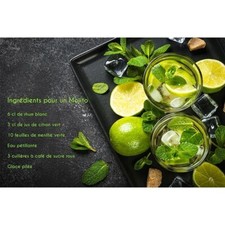 PLANCHE A DÉCOUPER 40 X 30 CM EN VERRE TREMPÉ DÉCOR MOJITO  - PRADEL