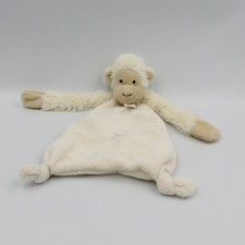 Doudou plat singe blanc écru