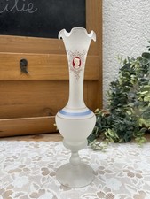 Ancien Vase Soliflore Verre Dépoli Décor Camée Style Victorien Art Déco Vintage