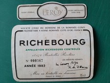 Étiquette Richebourg 1982 Romanée Conti DRC wine label weinetikett ラベル 라벨