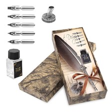 Stylo Dip à Plume Set Plume D'oie Calligraphie Écriture Stylo Trempé à La Mai...