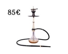 Al-Mani Chicha Jupiter Doré Rose en verre et tuyau silicone noir 