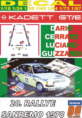 Decal opel kadett d - gt/e,