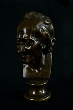 D'APRÈS HOUDON - BUSTE EN BRONZE DE VOLTAIRE ÉPOQUE XIXème PHILOSOPHE FRANCE 