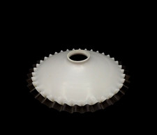 Abat-jour pendentif en verre frisé français verre opalin blanc bord festonné transparent 258