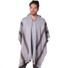 Alpaga poncho homme capuche - alpaga,