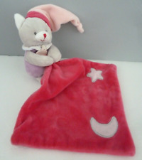 *. DOUDOU BABY NAT' CHAT MOUCHOIR GRIS ROSE ROUGE MAUVE ETOILE LUMINESCENT TTBE