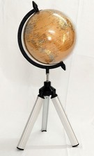 Globe du monde décoratif de style vintage 8" sur support trépied 12" - répliq...