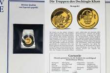 500 TOGROG MONGOLIE 2000 Mini Pièce D'Or 1/25 Once - Troupes De Gengis Khan