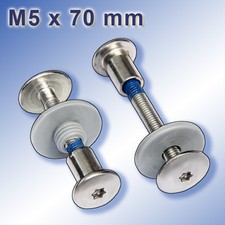 100 Sicherheits-Balkonschrauben-Set M5 X 70 MM V2A avec Trespa Inox A2 Vis