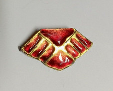 Ancienne Broche Émaux Sur Cuivre Signé.