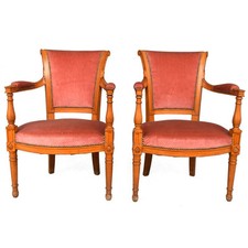 Fauteuils style Directoire en merisier velours (paire)
