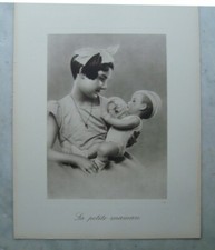 GRAVURE 1950 SEPIA FILLETTE