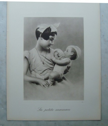 Gravure 1950 sepia fillette - 1950,