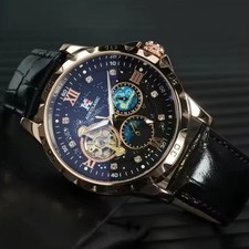 Men's Watch Mecanic Automatic Luminous Leather Bracelet 