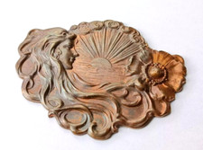 Ancien Ornement bronze laiton Art deco Art Nouveau antique ornament plaquette