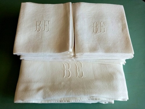 Nappe damassé coton vintage - nappe,
