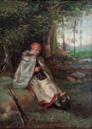 Tableau ancien huile portrait - huile,