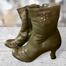 BRONX Bottines Cuir Kaki Taille 38 TBE