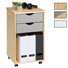 Caisson de bureau meuble de rangement sur roulettes 2 tiroirs pin