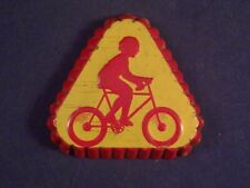 Vintage tin toy beach mold sand beach game child riding a bike 1930's rare