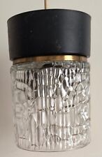 suspension vintage en verre texturé et métal noir et doré