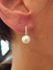 Boucles D'Oreilles or Blanc 18