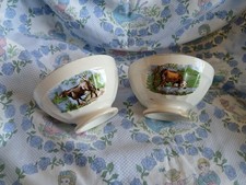 2 bols anciens cotelés no digoin vaches